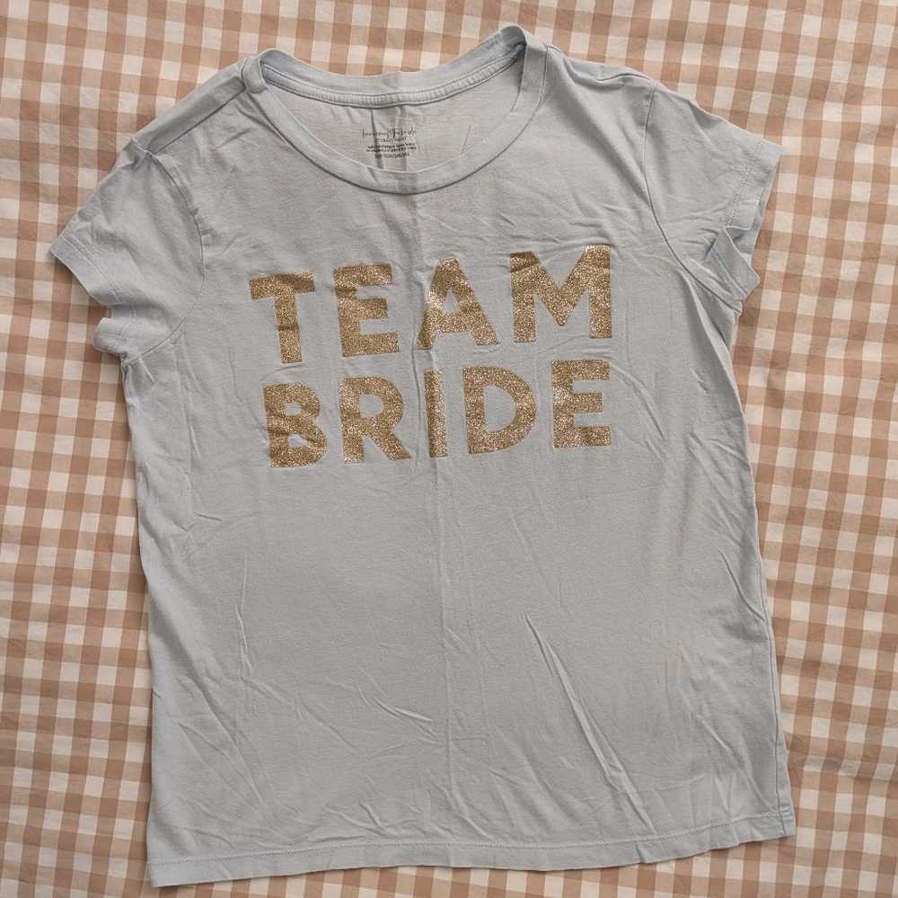 Victoria's Secret Light Gray and Gold Team Bride T-Shirt